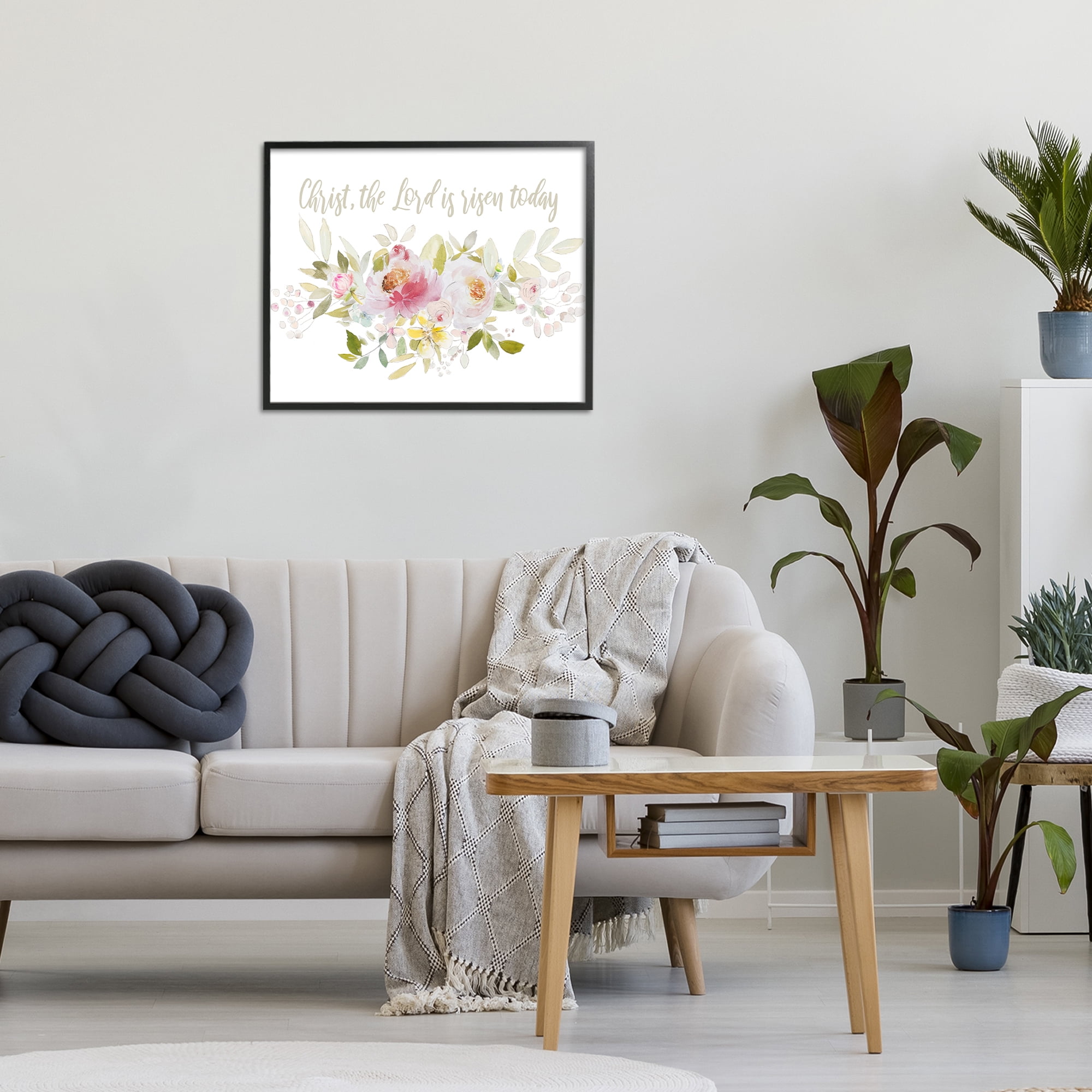 Stupell Industries The Lord Is Risen Florals Black Framed Giclee Art, design by Patricia Pinto