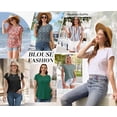 thumbnail image 7 of TEMOFON Blouses for Women Summer Short Sleeve Womens Tops Dressy Casual Shirts Cap Sleeve T Shirts with Curved Hem, 7 of 7