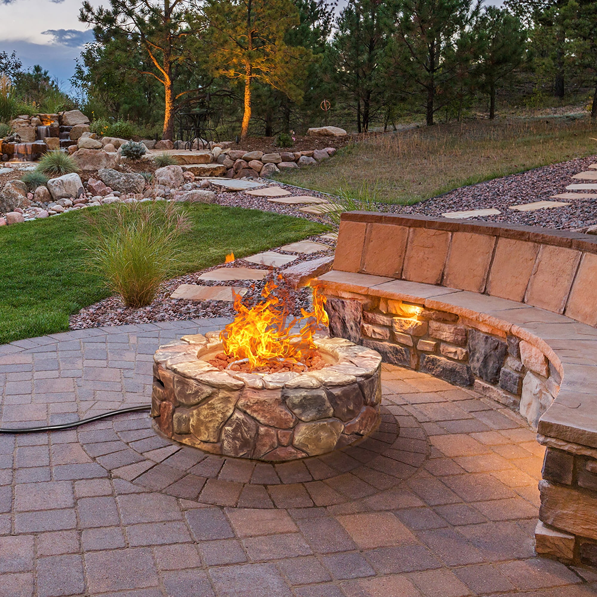 stone patio gas fire pit