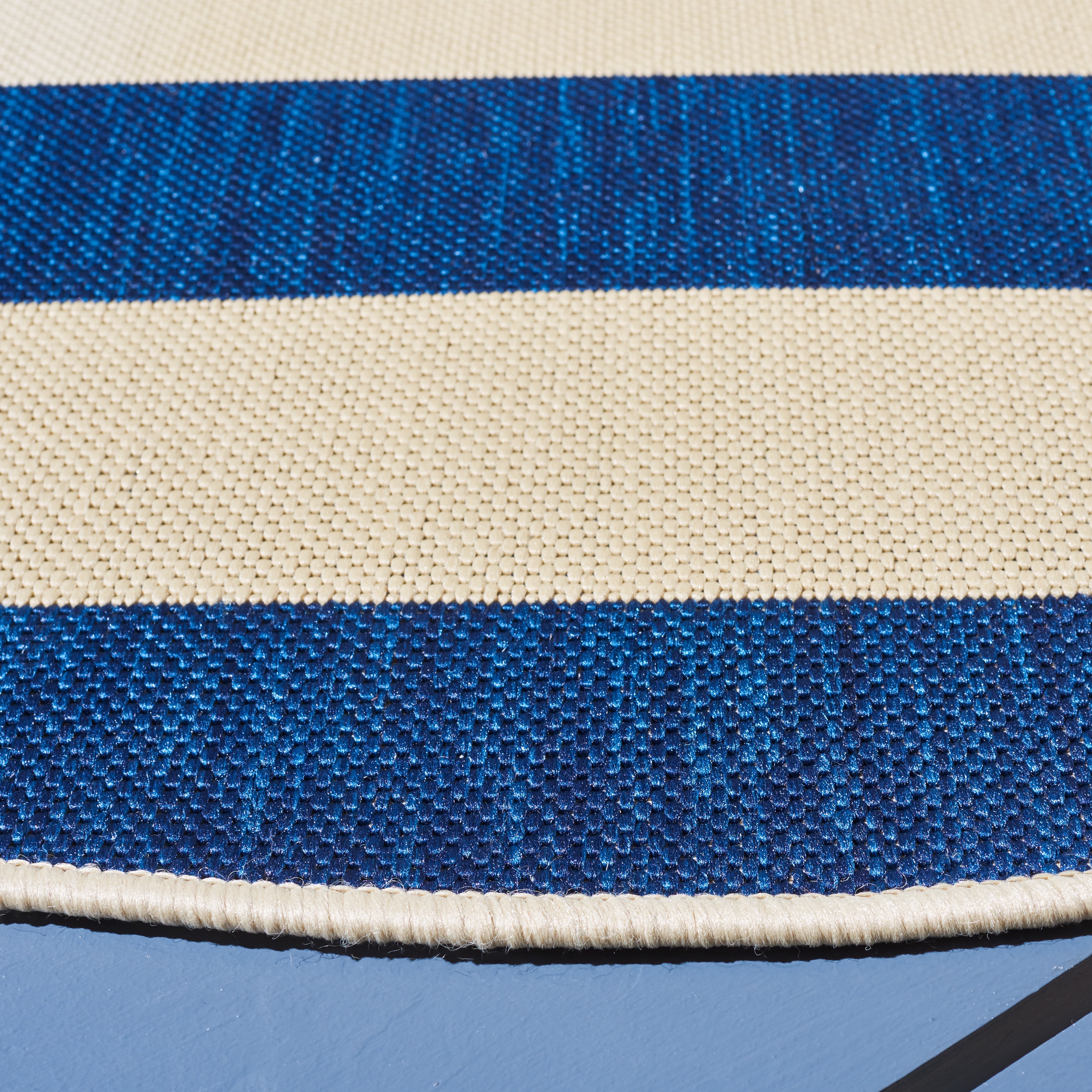 Safavieh Courtyard Ermintrude Striped Indoor/Outdoor Area Rug, Beige/Navy, 6'7" x 6'7" Round