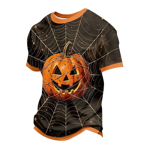 CONFREE Halloween Mens Short Sleeve Tshirts Crew Neck Pumpkin Face Graphic Lightweight Hallowmas T-Shirts for Men