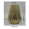 thumbnail image 3 of Shataj Decorative Aluminum Diamond Textured Vase in gold finish, 3 of 6