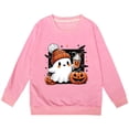 thumbnail image 4 of Bainana Halloween Little Girls Sweatshirt Ghost Pumpkin Print Long Sleeve Crew Neck Tops Cute Soft Autumn Girls Outwear Clothes Pink Size 3-4 Years, 4 of 4
