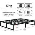 thumbnail image 3 of Lutown-Teen 14 inch King Bed Frame Sturdy Mattress Foundation, Heavy Duty Metal Platform with Steel Slats Support No Box Spring Needed , Noise Free, Easy Assembly, Black, 3 of 6