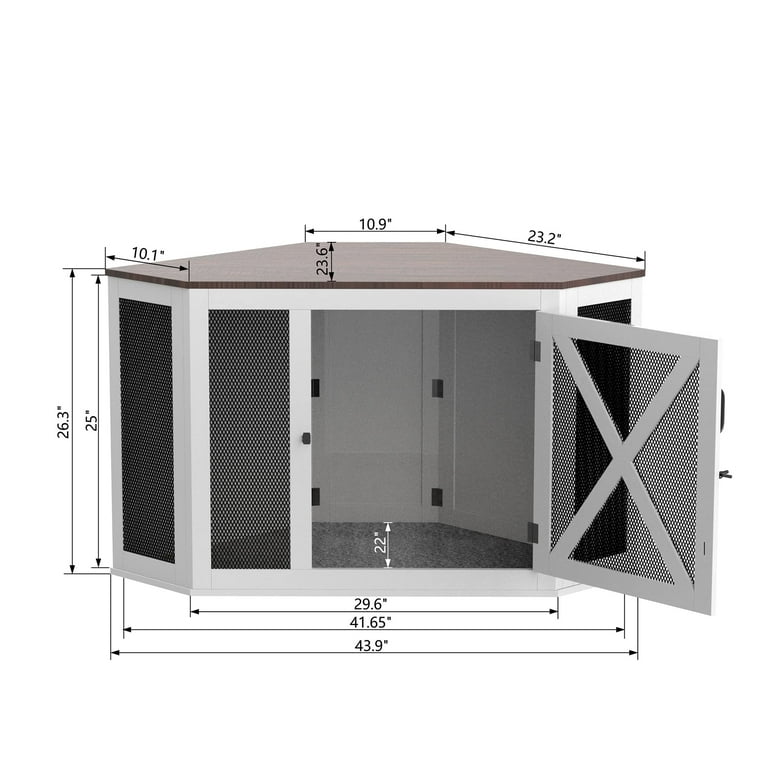 Tolead Large Indoor Wood Corner Dog Crate Furniture with Top Table