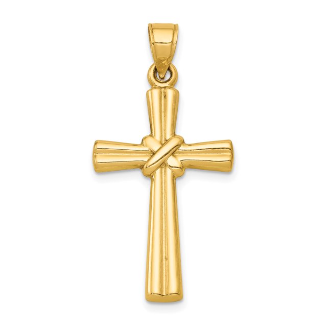 Collier Croix en Or Jaune 14k Pendentif Religieux Latin