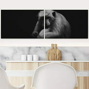Color-Banner 2 Pieces Modern Canvas Wall Art Black and White Monkeys for Living Room Home Decorations - 24"x36" x 2 Panels