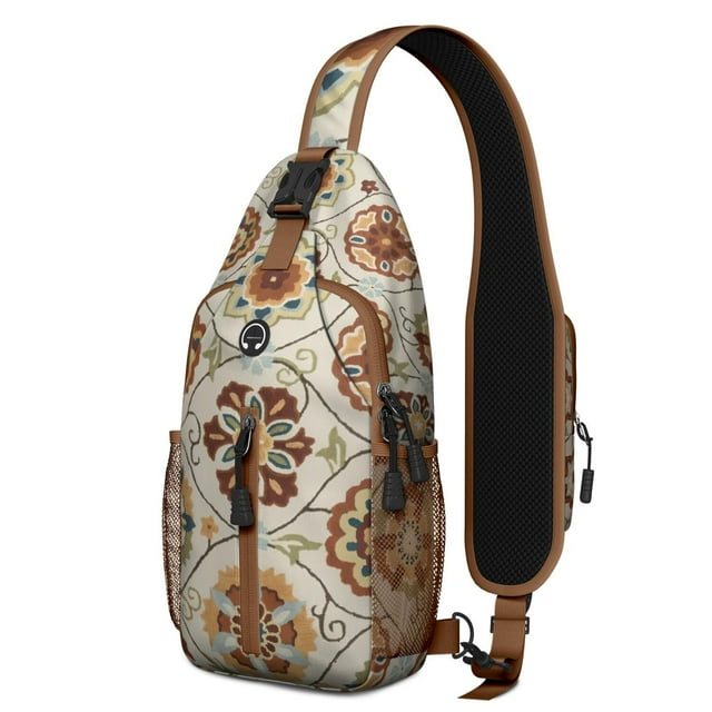 Boho Chic Travel Sling Backpack Vintage Retro Artistic Lightweight Daypack with Stylish Look