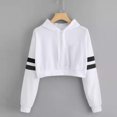 thumbnail image 2 of HSHDLDF Sweat à Capuche Court à Manches Longues Zippé Rayé pour Femmes Veste Décontractée à Cordon de Serrage, 2 of 5