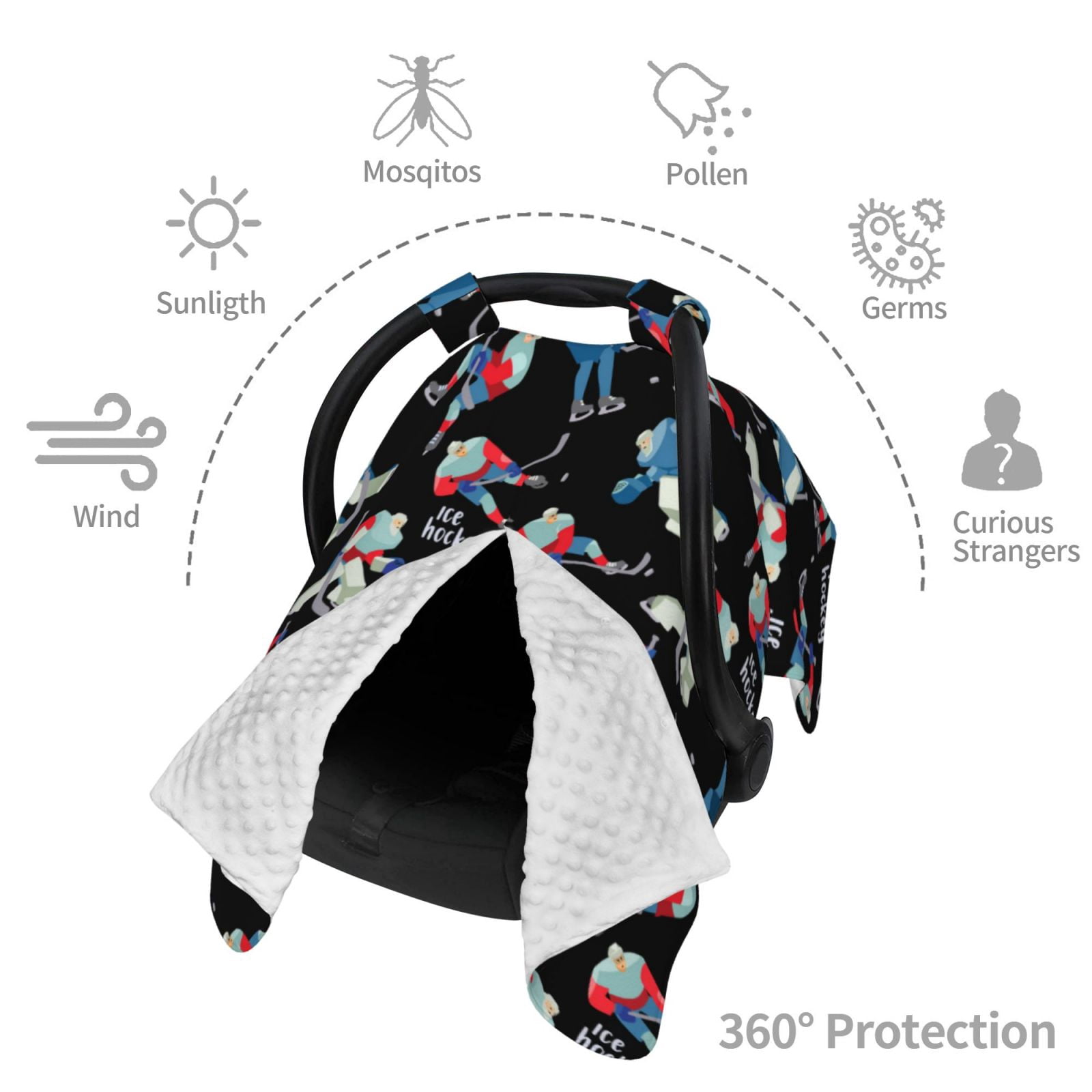 Car Seat Cover Baby - ice hockey black cool Breathable Infant Car Seat Cover for Baby Carseat, Lightweight Comfort Baby Essentials Must Haves Newborn Stuff for Girl Boy