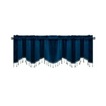 Hiroekza Elegant Fringed Window Valance Curtains Polyester Stylish Short Drapes for Home Decor Rod Pocket Window Treatments 51 x 18 Inches Blue