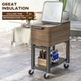thumbnail image 4 of Outsunny Chariot Glacière de Patio, Glacière Extérieure 60 Qt avec Roues Verrouillables, Brun, 4 of 10