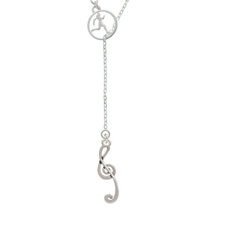Long Lariat - Long Curly Clef Runner Disc Lariat Necklace