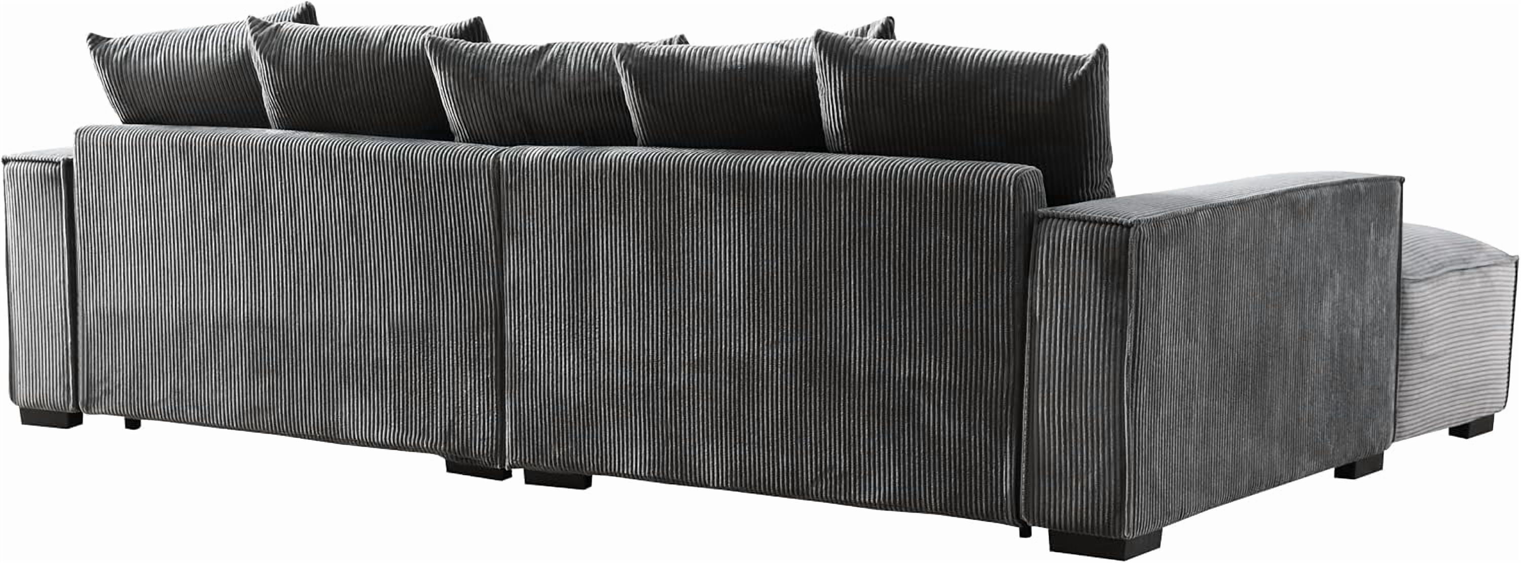 106.7-Inch L Shaped Loveseat and Chaise, Luxe Large Two-Piece Right Facing Sectional Sofa for Living Room,Upholstered with Corduroy Fabric, Left Facing, Gray