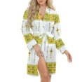 thumbnail image 5 of Ethiopian Habesha Tibeb Telet Night Robe Long Sleeve V Neck Robe With Belt Women's Sleepwear Dresses, 5 of 9