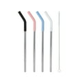 thumbnail image 2 of (2 pack) Mainstays Stainless Steel Straw Set，White，Black，Pink, Blue, 2 of 8