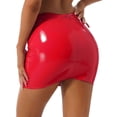 thumbnail image 3 of YONGHS Womens High Waist Elastic Bodycon Pencil Skirts PVC Leather Slim Fit Mini Skirts Red S, 3 of 7