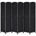 thumbnail image 2 of HOMCOM 6 Panel Folding Room Divider, 6Ft Tall Portable Wicker Weave Privacy Screen with 360° Hinge, Black, 2 of 9