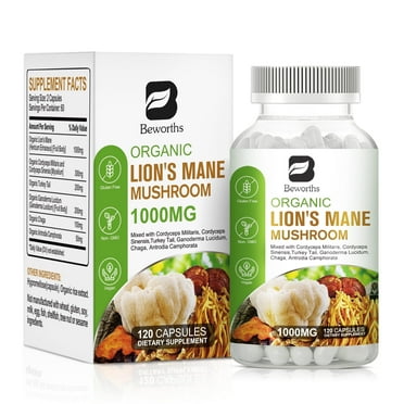 BEWORTHS Lions Mane Mushroom Cognition Capsules | Lions Mane Mushroom Powder Extract Capsules | Brain Vitamins, Brain Supplement | 120 Capsules