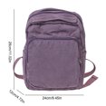 thumbnail image 2 of Canvas Square Backpack, Mini Casual Backpack, Solid Color Schoolbag for College Work Travel, Purple, 2 of 10