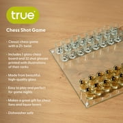 True Glass Chess Board with 32 Shot Glasses, Drinking Game for Adults