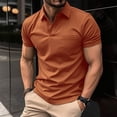 thumbnail image 2 of Yifymode Men's Classic Short Sleeve Polo Shirt, Soft Fabric Casual Collar with Pocket Daily Wear Top Saffron XL, 2 of 4