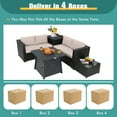 thumbnail image 4 of Topbuy 5-Piece Outdoor Patio Furniture Set with 50,000 BTU Propane Fire Pit Table Patio PE Wicker Conversation Set with Cushions Storage Box and Tempered Glass Coffee Table Beige, 4 of 10