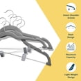 thumbnail image 3 of Velvet Skirt Hangers – with Adjustable Clips, 360 Degree Swivel Hook, and Non-Slip Shoulder Notch, Holds Up to 10 lbs, for Organizing Skirt, Pants, Dress, and Clothes, Gray, 3 of 4