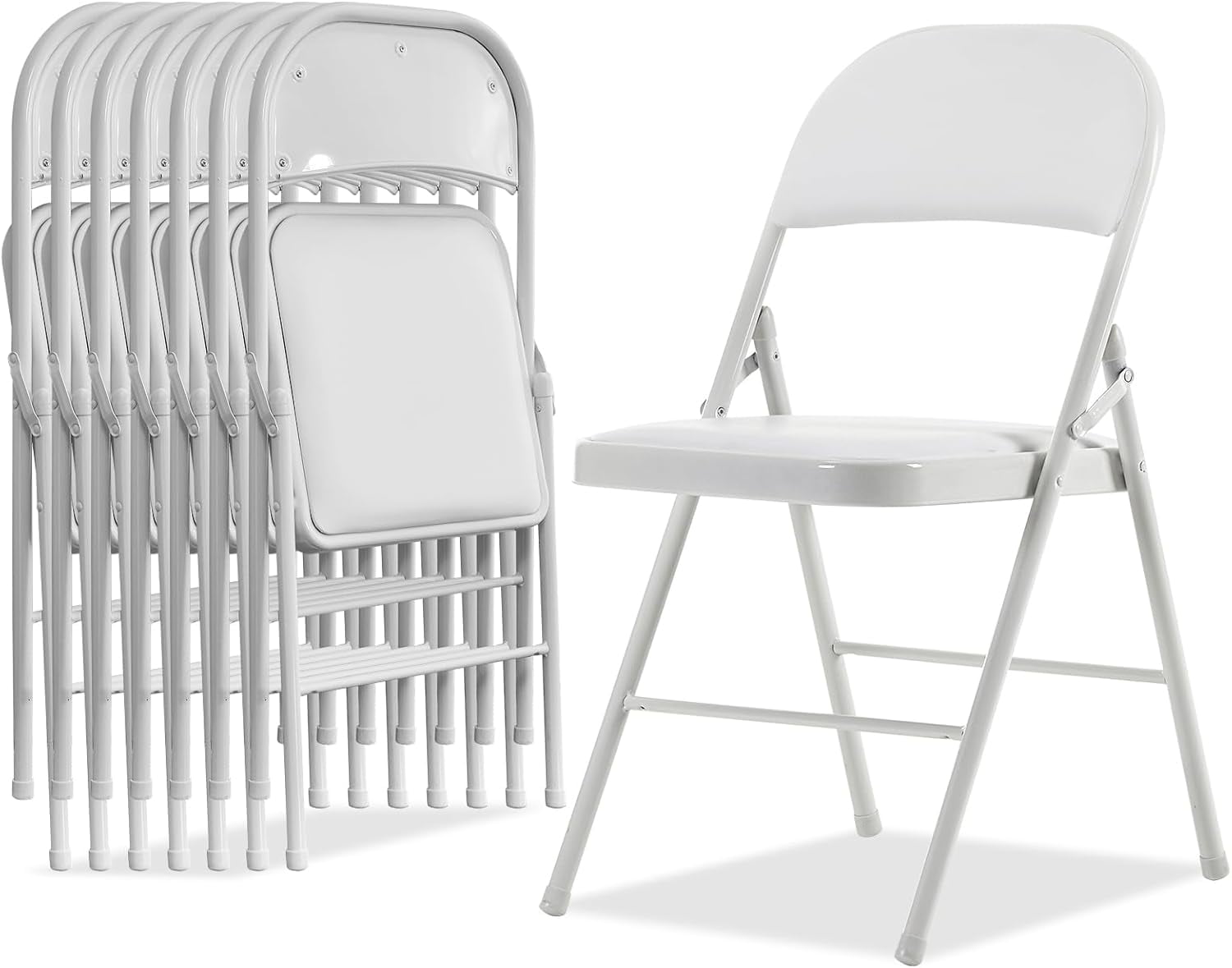 TentandTable Fan Back Folding Chairs - Heavy Duty, Stackable, 300 Lb Capacity, White, 8-Pack - View #3