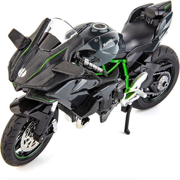 1:12 Kawasaki Ninja H2R Motorcycle DieCast Model, Suspension and Free Roller, Toy Car, Motorcycle Collection, Play Vehicle Gift Black