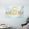 thumbnail image 1 of Wedding Decorations Tapestry, Vintage Style Victorian Ornaments on Blue Backdrop Rings Classical, Wall Hanging for Bedroom Living Room Dorm Decor, 60W X 40L Inches, Light Blue Gold, by Ambesonne, 1 of 2