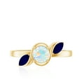 thumbnail image 4 of Rosec Jewels Minimal Promise Ring with Ethiopian Opal and Blue Sapphire for Women - AAA Grade, 10K Yellow Gold, US 9.00, 4 of 9