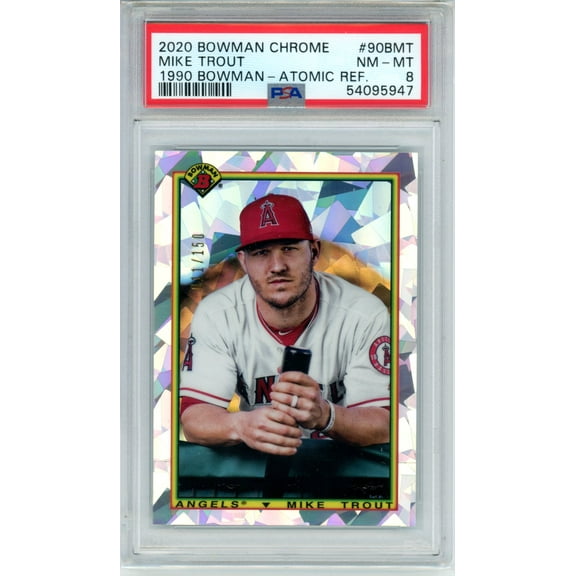 2020 Bowman Chrome 1990 Bowman Mike Trout 1990 Bowman Atomic Refractor  PSA 8