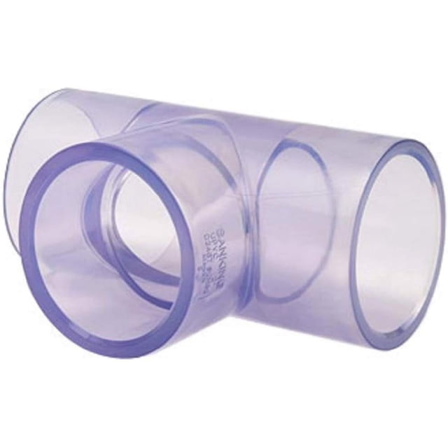 Clear PVC Pipe Fitting (bluish tint): TEE, Schedule 40/80, 4 Inch PVC Pipe Socket (4.5 Inch ID)
