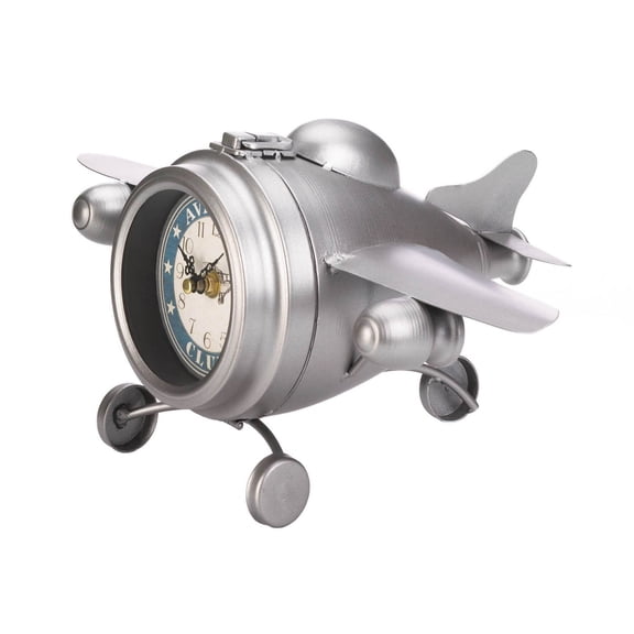 Zingz & Thingz 14.25" Silver and Clear Aviation Club Jet Desk Clock