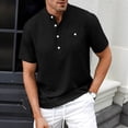thumbnail image 5 of DPTALR Men's Henley Stand Collar T-Shirt,Short Sleeve Casual Pocket Top,Black,Big Men's,Tall Men's M,Young Men's Shirts, 5 of 9