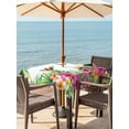 thumbnail image 3 of Outdoor Tablecloth with Umbrella Hole for Patio/Picnic/Party/Camping, Tropical Spring Waterproof Table Cloth Square Cover Washable, Floral Leaves Butterflies Watercolor (54"x 54"), 3 of 8