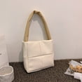 thumbnail image 3 of Bolso Con Asa Superior Bolso de hombro con entramado de color sólido para mujer pequeño acolchado de algodón para axilas, 3 of 5