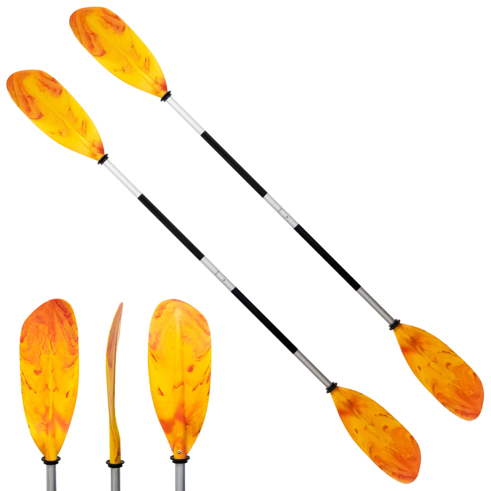Five Oceans Kayak Paddles 2 Pack, 84" - 7ft Kayak Fishing Paddle, Detachable Heavy-Duty Aluminum Shaft, Reinforced Fiberglass Blades, 2-Piece Snap-Button, Lightweight Paddle for all Kayaks - FO2880-M2