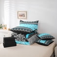 thumbnail image 6 of Feelyou Blue Mandala Flower Twin Bedding Sets 7pcs, Boho Retro Damask Comforter Set, 6 of 8
