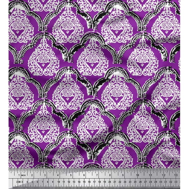 Soimoi Velvet Fabric Damask & Floral Block Decor Fabric Printed Yard 58 Inch Wide