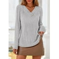 thumbnail image 4 of PRETTYGARDEN Women's Long Sleeve Shirts Fall Fashion Clothes Casual Ribbed V Neck Loose Tunic Tops Lightweight Sweaters, 4 of 9
