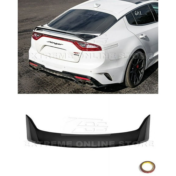Replacement For 2018-Present Kia Stinger Models | Scorpion GT Style ABS Plastic - Painted Glossy Black Rear Trunk Lid High Wing Spoiler