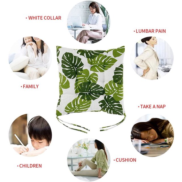 Juego de 4 cojines para silla de comedor, cojines para asiento de silla con lazos, cómodo cojín de asiento cuadrado para interior y exterior, cojín para asiento para el hogar, cocina, comedor, oficina, 38 x 38 cm (H) ZefeiWu 8390614016132