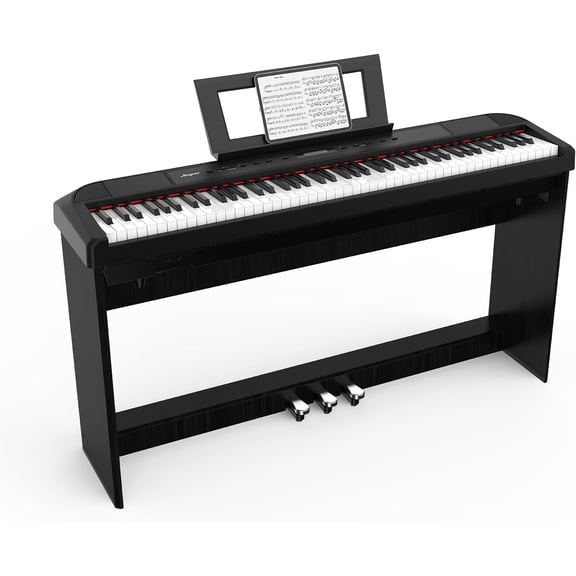 Senfot 88-Key Fully Weighted Digital Piano, Portable with Furniture Stand, Pedals, Power Supply & Sustain Pedal