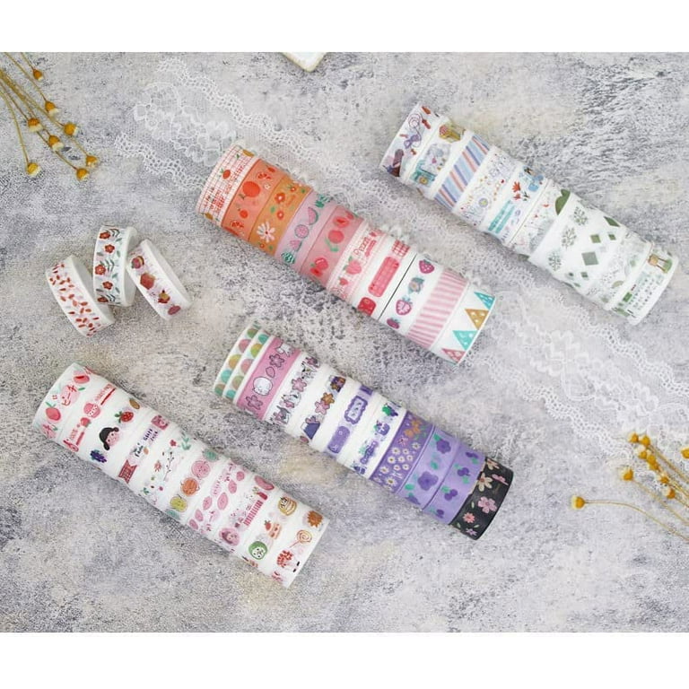 Danceemangoos Kawaii Washi Tape Set - Cute Washi Paper Masking Tape Set, DIY Decorative Stickers for Journaling, Scrapbooking, Crafts, School Stuff