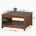 thumbnail image 3 of Dextrus Coffee Table with Storage, Square Wood Farmhouse Coffee Table with Barn Door for Living Room, Walnut, 3 of 7