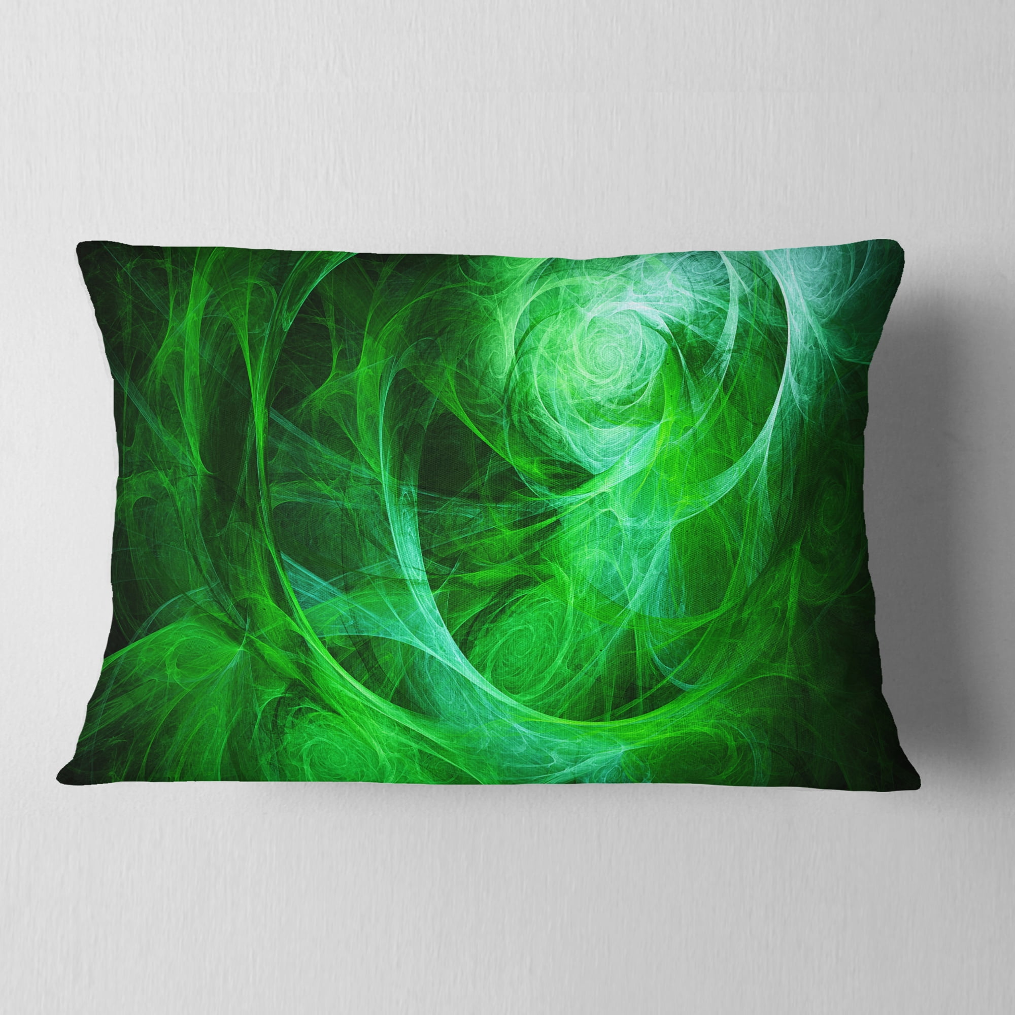 Designart Green Stormy Sky Texture - Abstract Throw Pillow - 12x20