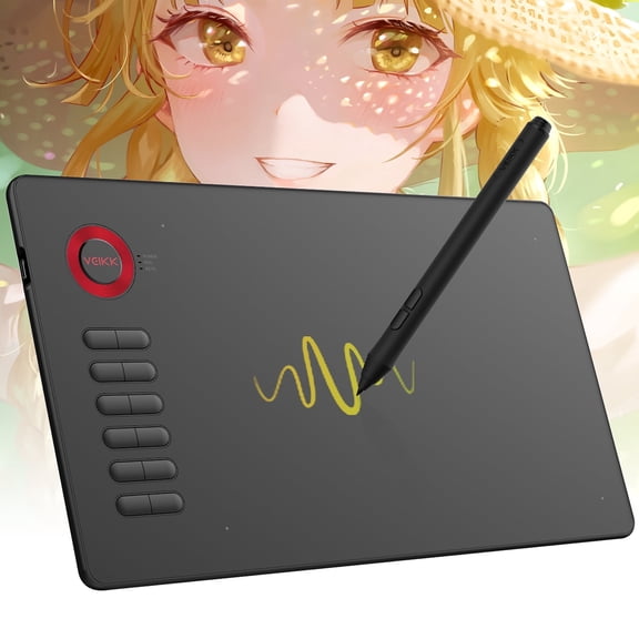 VEIKK A15 Drawing Tablet 10x6 inch Graphics Tablet with 12 Hot Keys for Windows Mac Linux