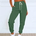 thumbnail image 2 of Clearance! sweatpants women women's pants Women's Solid Color Casual Sports Tie Up Waist With Plush Sweater Material Pants Best Sale Green2, 2 of 4